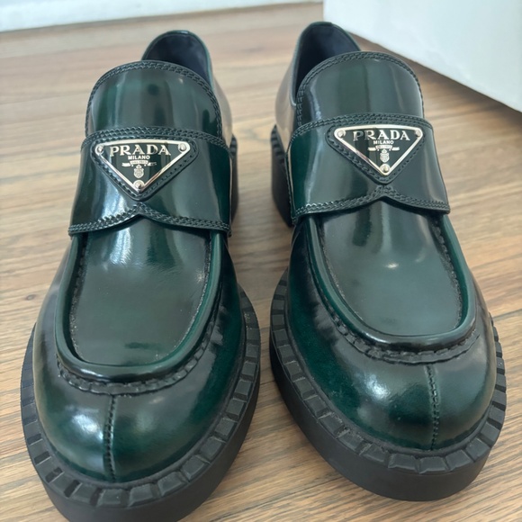 PRADA PLATFORM LOAFERS - EMERALD/BLACK - Picture 10 of 12